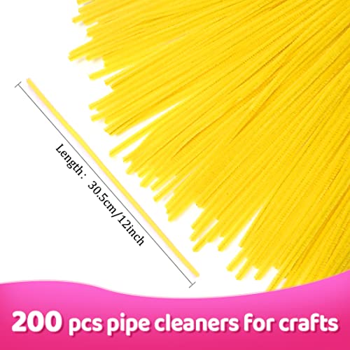 Image of Praisebank Yellow Pipe Cleaners for Crafts, 200pcs, Chenille Stems for DIY Projecets, Arts & Crafts Supplies for Festival Party Decorations
