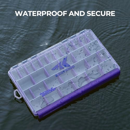 Image of KastKing HyperSeal Waterproof Tackle Box, 3600 and 3700 Tackle Trays, Fishing Tackle Box Organizer with Removable Dividers, Lure Box and Terminal Tackle Storage,Purple