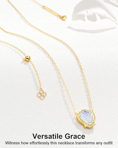 AICase 18K Gold Plated Pendant Necklace for Women,Shell Ivory Mother Of Pearl Fashion Dainty Jewelry,Anniversary Birthday Gifts for Women/MoM/Sister/Friends/Her/Wife/Grandma/Coworker3