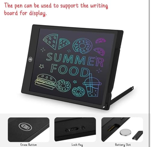 Image of LCD Writing Tablet, Digital Drawing Pad with Colorful Display, Electronic Notepad for Notes and Sketches 12-INCHES (Multicolour, Pack of 1)