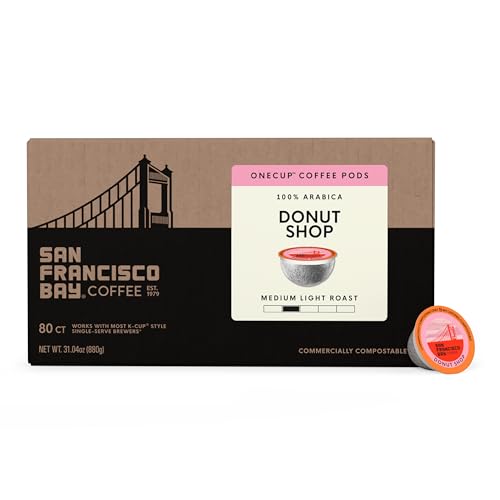 Image of San Francisco Bay K-Cup Coffee Pods, Donut Shop (80 ct), Medium-Light Roast, Commercially Compostable Single-Serve Coffee Pods
