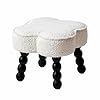 Ultimate comfort small foot stool ottoman luxuriously soft sherpa cover four leaf clover shape beaded stool legs ideal for living room bedroom and office enhance your relaxation experience  urban country home decor
