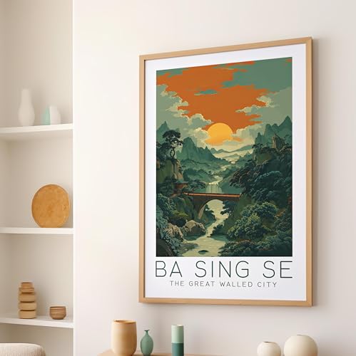 Grande Cité fortifiée affiche poster abstrait Royaume de la Terre paysage urbain 60x90
