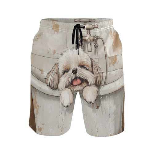 Short de bain homme extensible Shih Tzu boxer compression intégré