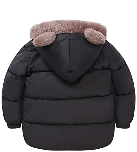 Artmine Baby Boys Girls Reversible Hooded Down Alternative Hoodie Coat Fleece Winter Warm Parka Jacket Solid Puffer Coat, 5# Black, 18-24 Months = Tag 90 #TOP1