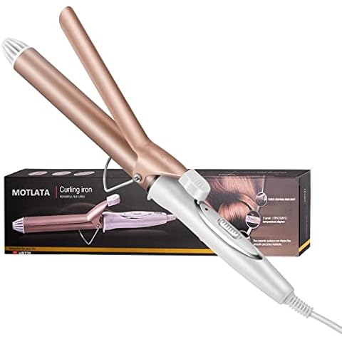 MOTLATA Hair Curling Iron Ceramic Coating Electric Hair Crimper Fixed Hair Curler 28mm, Adjustable Temperature with LED Indicator Light Cover