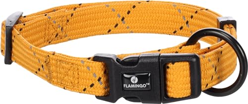 Flamingo Dolly Puppy Collar Ochre S 30-45 cm 15 mm with Click Buckle and Reflective Strips