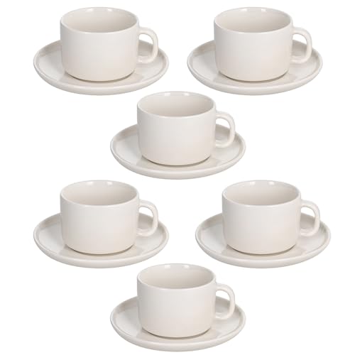 Tognana Edge, Set de 6 tazas de té con plato 220 cc, New Bone China, Blanco