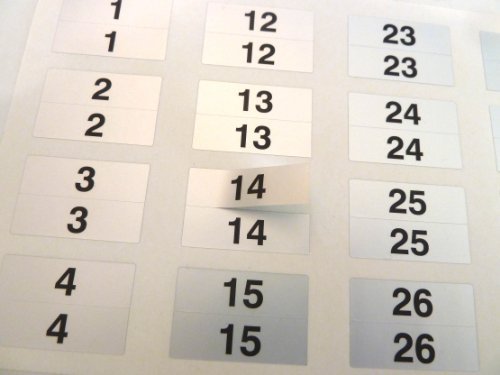 Minilabel 31X10mm , Black On Silver Labels , Twins Consecutively Numbered 1 To 100 , Durable Plastic Consecutive Numbering Stickers
