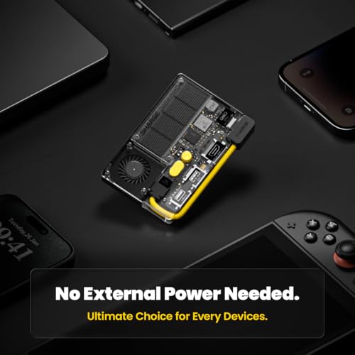 Image of sharge Disk Pro 4TB Portable SSD with Active-Cooling Fan, 4-Port Hub with HDMI 2.1, 10 Gbps Built-in Cable, Magnetic External Solid State Drive for MacBook, PC and More-Yellow