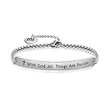 MYOSPARK Religious Jewelry Matthew 19:26 'With God All Things Are Possible'Cuff Bracelet,Inspiration...