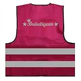 Reflektierender Aufdruck: Bräutigam JGA Junggessellenabschied 2024 - Durch die beiden Klettverschlüsse ist die Größe der Warnwesten bzw. Singalwesten variabel einstellbar.