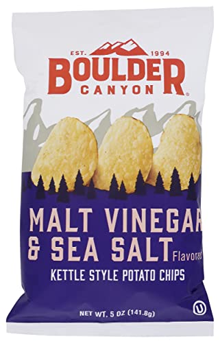 Boulder Canyon Potato Chips, Malt Vinegar & Sea Salt, 5 oz (Pack of 12), Natural