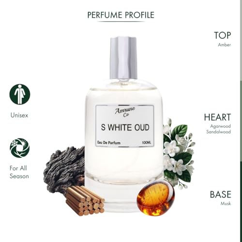Image of S White Oud | Luxury Unisex Eau De Parfum | Oud Amber Fresh Spicy | White oud for Men & Women | Strong & Long Lasting Fragrance | Luxury Gift for Him & Her | 100 ml