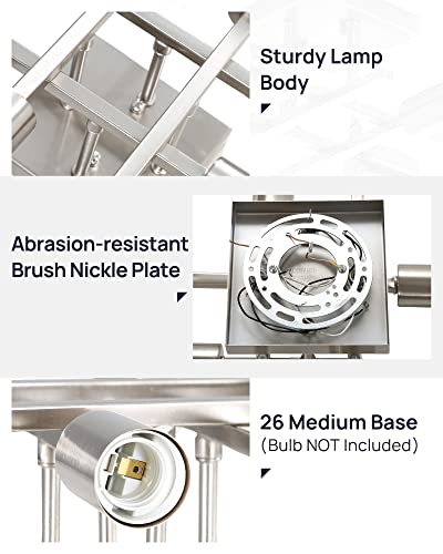 Eidonta Industrial 4-Light Semi Flush Mount Ceiling Light Fixture, Modern Brushed Nickel Chandelier Lighting Sputnik Ceiling Lamp With E26 Bulb Base For Kitchen Bedroom Living Room Hallway Entryway #TOP4