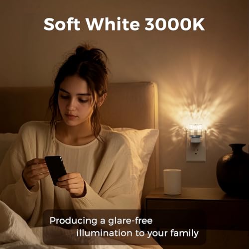 Image of L LOHAS LED Night Light, 2 Pack Night Lights Plug into Wall, 3000K Soft Light LED NightLights, Built in Dusk to Dawn Sensor for Hallway, Bathroom, Rooms