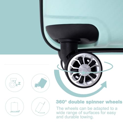 Altillo 3 Piece Luggage Sets Expandable Lightweight Durable Suitcase Sets,Hard Shell Travel Luggage Set with TSA Lock Double Spinner Wheels 20''/24''/28'' (Light Green)4