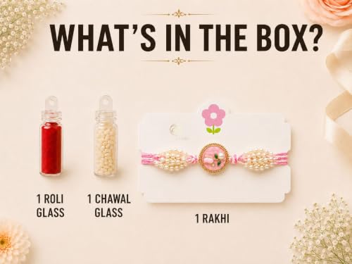 Image of Premium Designer Pastel Resin Pearl Floral Rakhi For Brother | Elegant Flower Rakhi Set Of 1 /2 /3 /4 /5 /6 Raksha Bandhan Gift Bhai Combo For Bhaiya Bhabhi & Sister Bracelet Brother Bhai Sister In Law Kids | Traditional & Festive Wrist Band