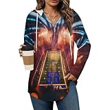 Football Field Hoodies for Women V Neck Pullover Sweatshirts Long Sleeve Shirts Fashion Tops