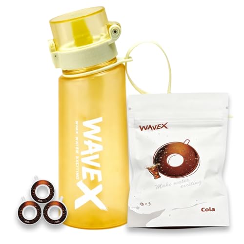 Image of WaveX Scented Water Bottle with 3 Cola Scent Pods, BPA Free, Flip Top Leak-Proof Lid, Straw & Carry Strap Included, Enhance Hydration with Subtle Aroma Experience,No Sugar or Calories (Golden Yellow)