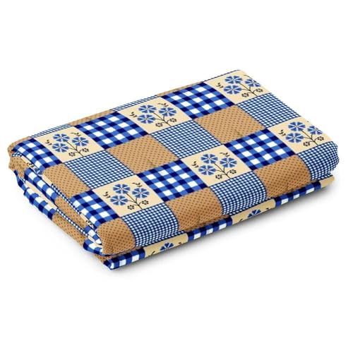 Image of CAPSICUM Glaze Cotton 95 GSM Single Bedsheet Set with 1 Pillow Cover - D4057 Portion Blue Floral Design for a Stylish Bedroom Makeover