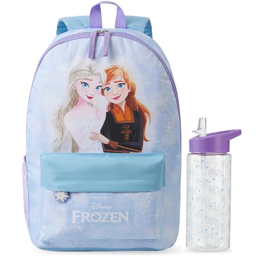 Get Trend Disney Reine des Neiges Sac a Dos Fille avec Gourde Enfant 500ml, Fermeture Eclair Cartable et Gourde sans BPA, Cadeau Fille (Multi Frozen)