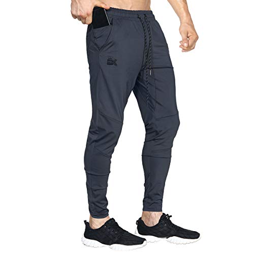 BROKIG Mens Lightweight Gym Jogger Pants Workout Sweatpants,S,Dark Grey
