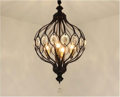 Lampe suspendue en cristal noire LED lustre moderne pour table à manger et salon