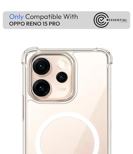 Image of KAPAVER Essential Back Cover Case Compatible with Oppo Reno 15 Pro (PC+TPU) (Oppo Reno 15 Pro - Magnetic Clear)