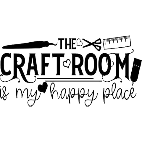 The Craft Room is My Happy Place Hobby Vinyl Decal Sticker for Car/Window/Wall (Baby Pink Gloss) Cover