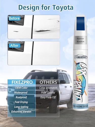 Image of 8Q4 Reservoir Blue Car Touch Up Paint for Toyota, Color Match Auto Paint Repair Pen,Professional Car Scratch Repair Remover Pen Quick Drying, Easy to Use