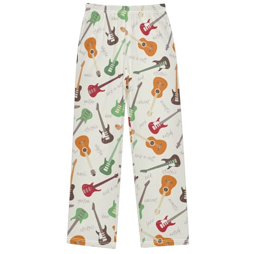 Boy's Pants Colored Guitar Jogger Pants Elastic Waist Long Bottoms Trousers with Pockets 6-14 Years