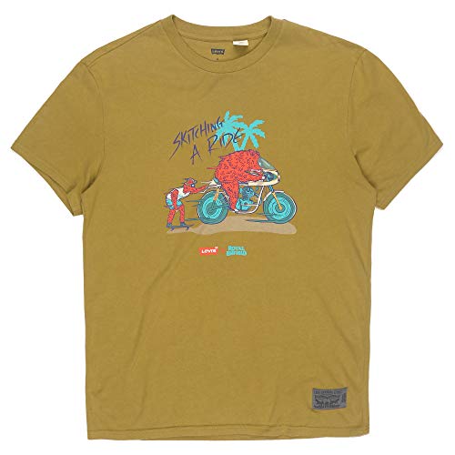 Image of Royal Enfield Men X Levi's Skitching A Ride Relaxed Fit T-Shirt Olive L (Rlatsm000842)