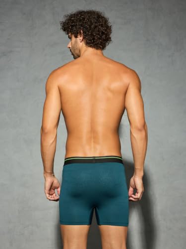 Image of TECHNOSPORT Men's Colorblock Trunks Underwear with ElastoLITE 4 Way Stretch Lightweight Breathable Moisture Wicking Soft Anti Odour Anti Microbial Comfort Fit Boxer Briefs Innerwear for Men