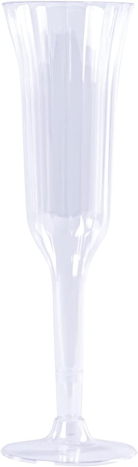 Disposable Clear Plastic Champagne Glasses, 5.5oz, 12pc Per Pack, 20 Packs. Toasting Flute Set for Mimosas, Bloody Mary's, Shatterproof Style Wine Glass