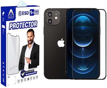 ADSUN ITG Esd Tempered Glass Screen Protector For Iphone 12/12 Pro With Life Time Warranty|Full Screen Edge To Edge Coverage|Easy Installation Kit|Anti Scratch|Shatter Proof|Anti Glare For Cellphone