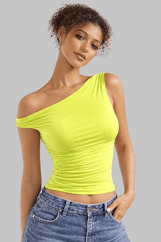 Image of London Hills Off Shoulder Tshirt for Women | Off Shoulder Top for Women Stylish | Concert Tops for Womens | Tops for Women Western | Tops for Woman | Women T-Shirts | Women's One Shoulder Top