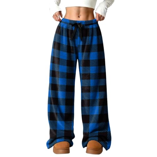 Women's Pajama Pants Wide Leg Relaxed Checkered Flannel Baggy Work Pant - image 2