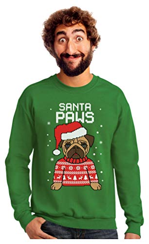 Tstars Santa Paws Sweatshirt Men Pug Christmas Sweater Style Ugly Xmas Sweatshirts