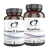 Designs for Health Vitamin D Supreme 5000 IU + Vitamin K (60 Capsules) + NeuroMag Chelated Magnesium L-Threonate for Cognitive Support (90 Capsules) - 2 Product Bundle