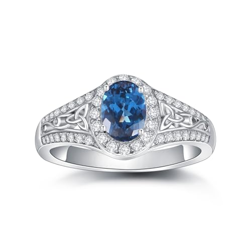 10K 14K 18K Gold Oval Cut Gemstone Rings for Women 1CT Gemstone and Moissanite Promise Statement Anniversary Ring for Her Size 4-15