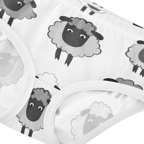 Toddler Girls Underwear 2t Cotton Panties Little Girl Fun Print Kids Briefs Undies Cute Sheep Black Gray White4