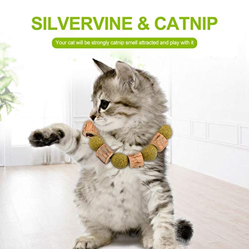 Brinquedos para bolas de gato,Catnip Toys Natural Silvervine Colar Frisado Catnip Chew Toys Mint Gra
