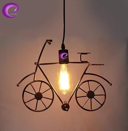 Image of GreyWings Vintage Cycle Shaped Hanging Light for Home Decor, Black Pendant Lamp, Decorative Industrial Style Lamp for (Bulb Not Included) Small Pack of 1