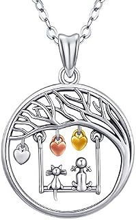 Tree of Life Necklace for Women Girls, 925 Sterling Silver Heart Family Tree Pendant Necklace Jewellery with 18'' Chain for Mum,Wife, Friends