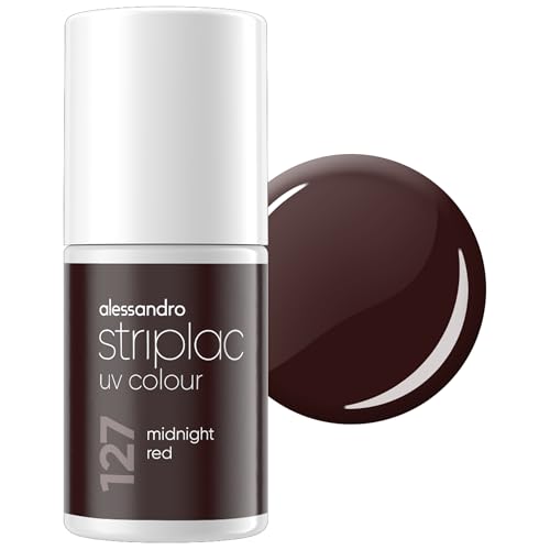 alessandro Striplac UV-Nagellack Midnight Red - Deckend & Kratzfest bis zu 15 Tage - Leichtes Auftragen - Schonende Abziehtechnologie - Vegan - Rot, 6,5ml