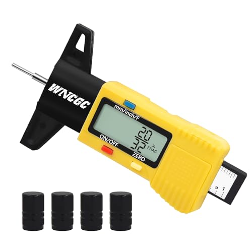WNCGC Tire Tread Depth Gauge, 3 Modes Digital Tire Depth Gauge-Fractional Inch, Decimal Inch and Millimeter for Motorcycles, Cars, Trucks, Vans, SUV - Yellow by WNCGC - Used condition - US$15.96