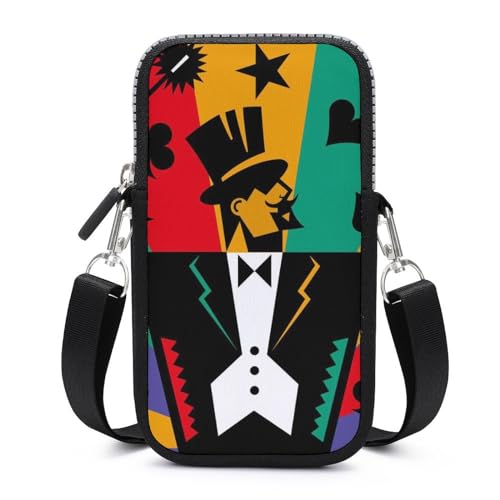 Sac bandoulière téléphone portable femme portefeuille pochette unisexe poker