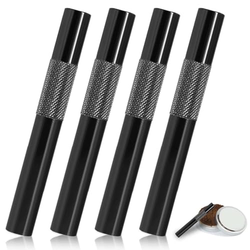 GXGM Set di 4 tubi di trazione, cannuccia portatile da 7 cm, tubo di metallo, riutilizzabile, cannuccia premium (nero)