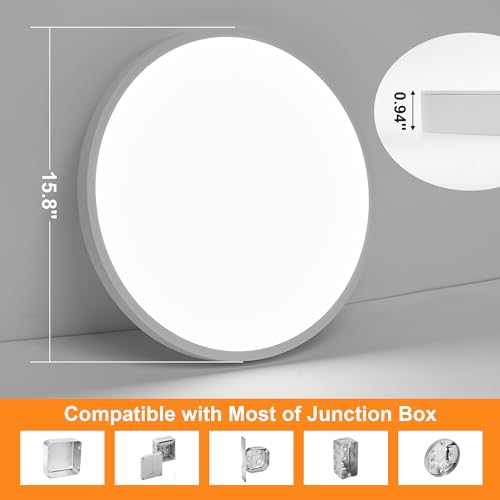 LMP 15.8Inch Flush Mount Ceiling Light 36W, 3CCT Selectable (3000K/4000K/5000K) Dimmable Ceiling Lamp, 2200LM White Thin Round Flat Panel Light Surface Mount for by LMP - Image 3
